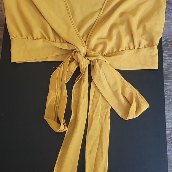 Mustard Yellow Wrap Around Blouse - Picture 2 of 3